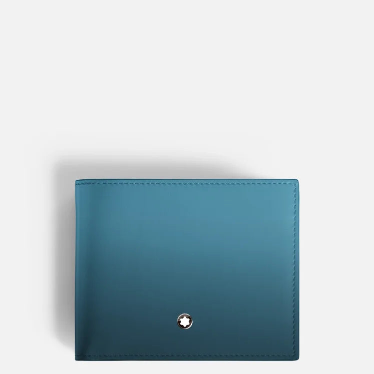 Meisterstück-Geldbörse mit 6 Fächern aus rauchblauem Leder – 199266