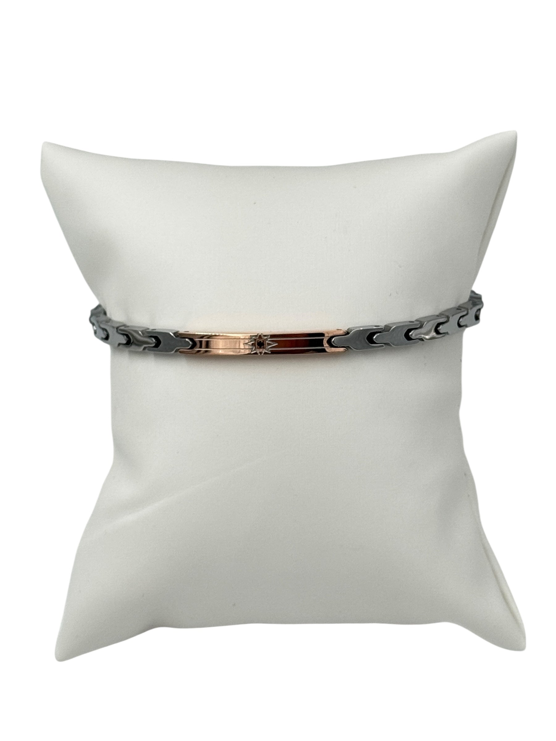 Bracciale da uomo Zancan acciaio piastrina rosé e cristallo - UHB126