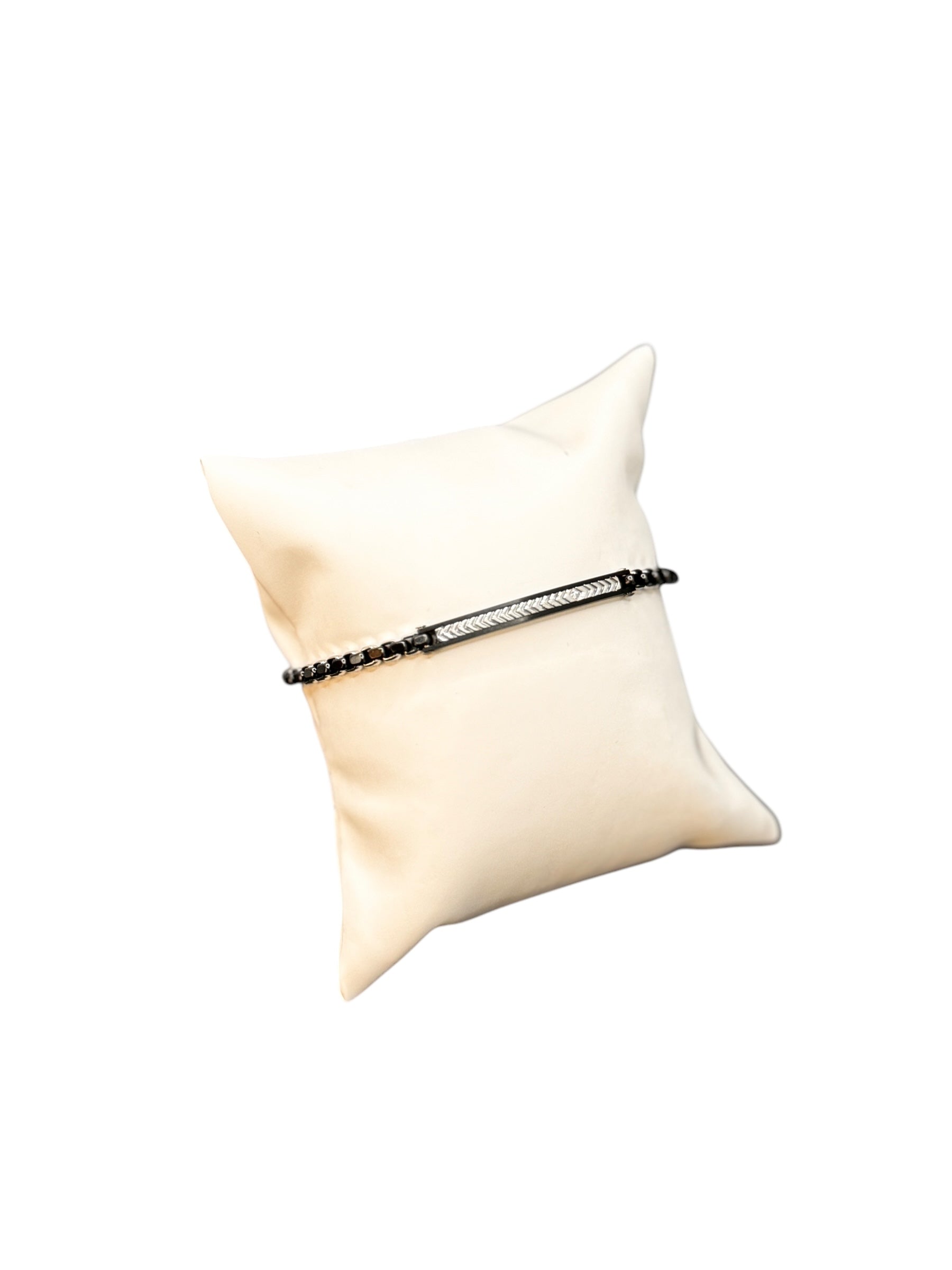 Herrenarmband aus Stahl mit schwarzer Keramik und Mittelplatte mit schwarzen Spinellen - UHB015