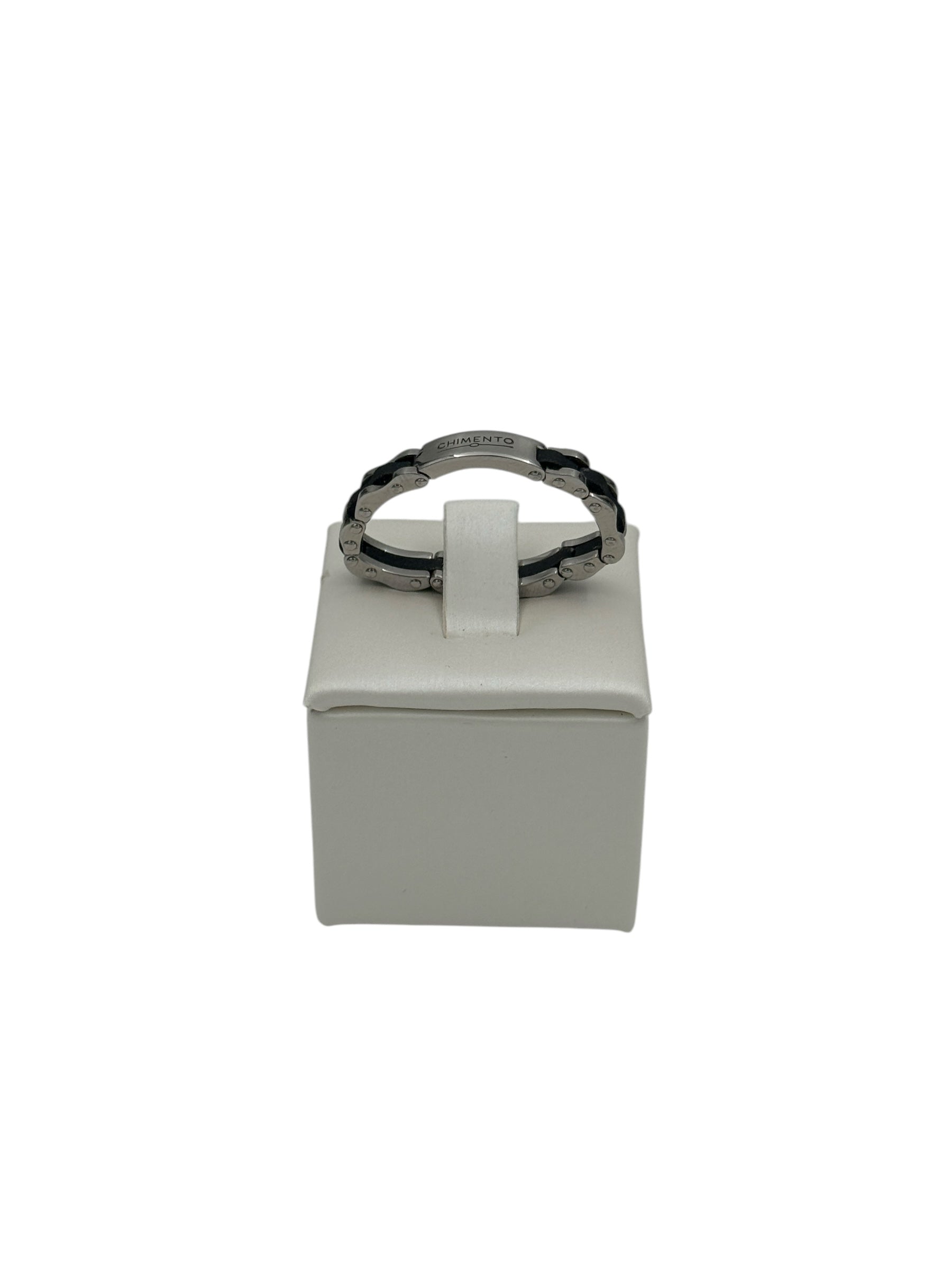 Anello Chimento da uomo in acciaio con resina nera - 82117801