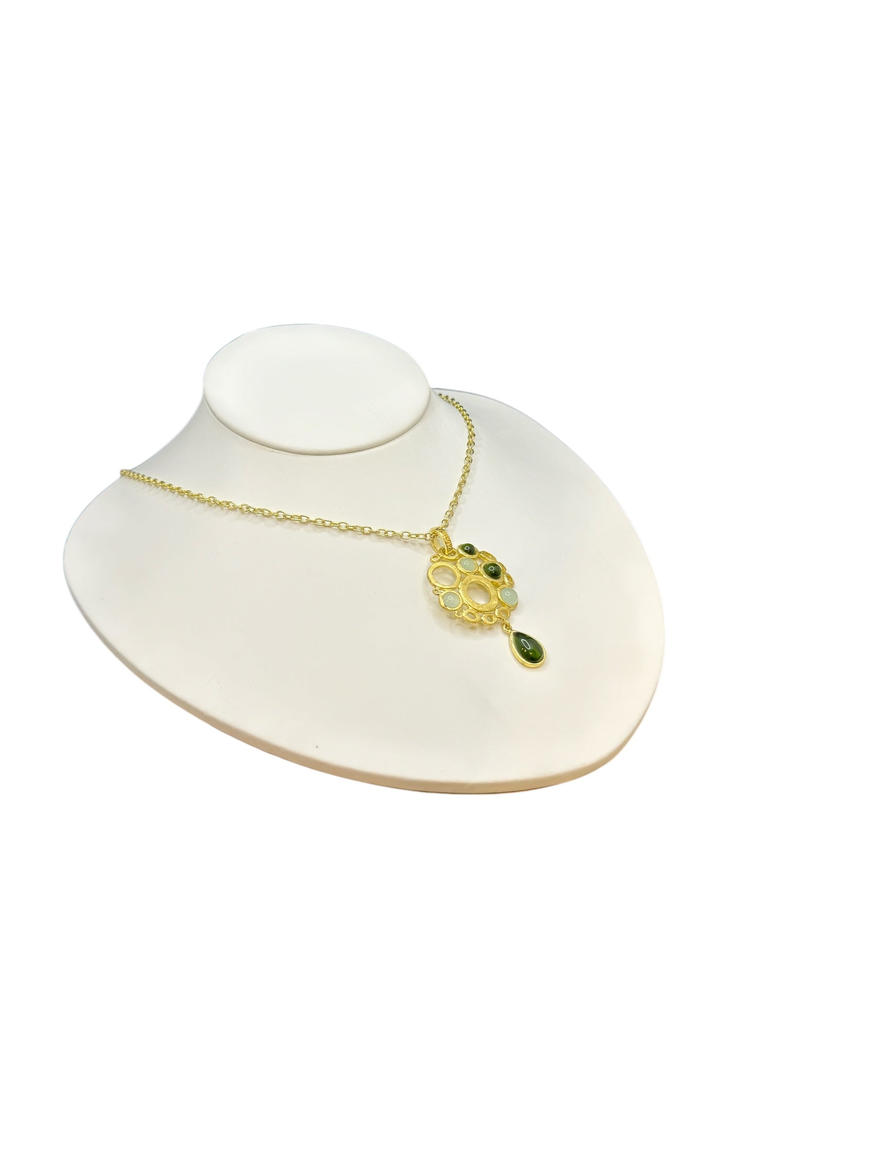 LABRIOLA VERGOLDETE SILBERKETTE MIT GRÜNEN PERIDOT-STEINEN - AG11215