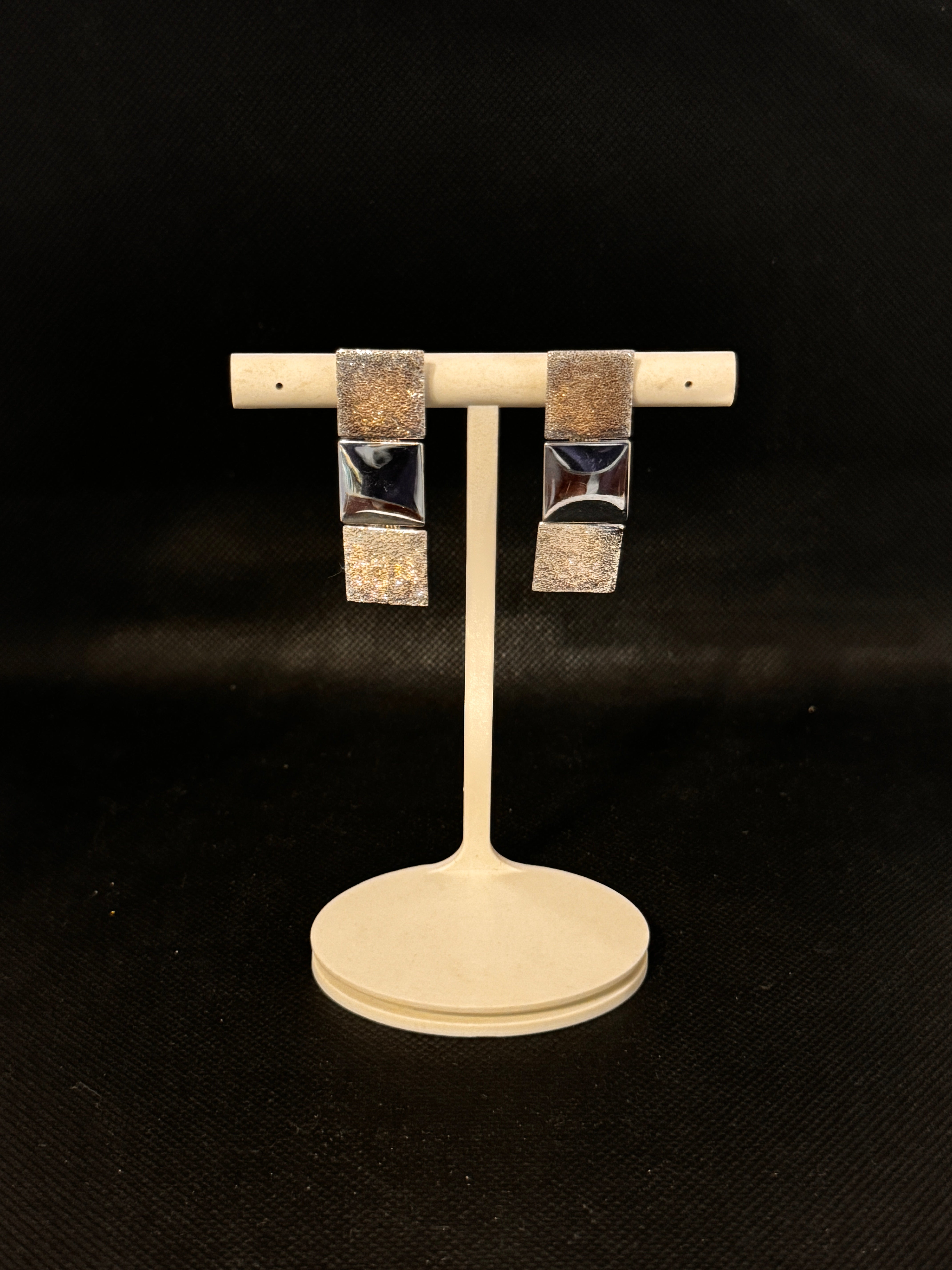Pianegonda Starre Silberohrringe mit 3 Quadraten - OA010144