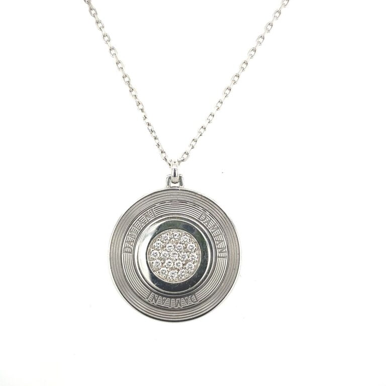 girocollo Damiani Orbital con pendente a cerchio in oro bianco 18kt diamanti - 20029124