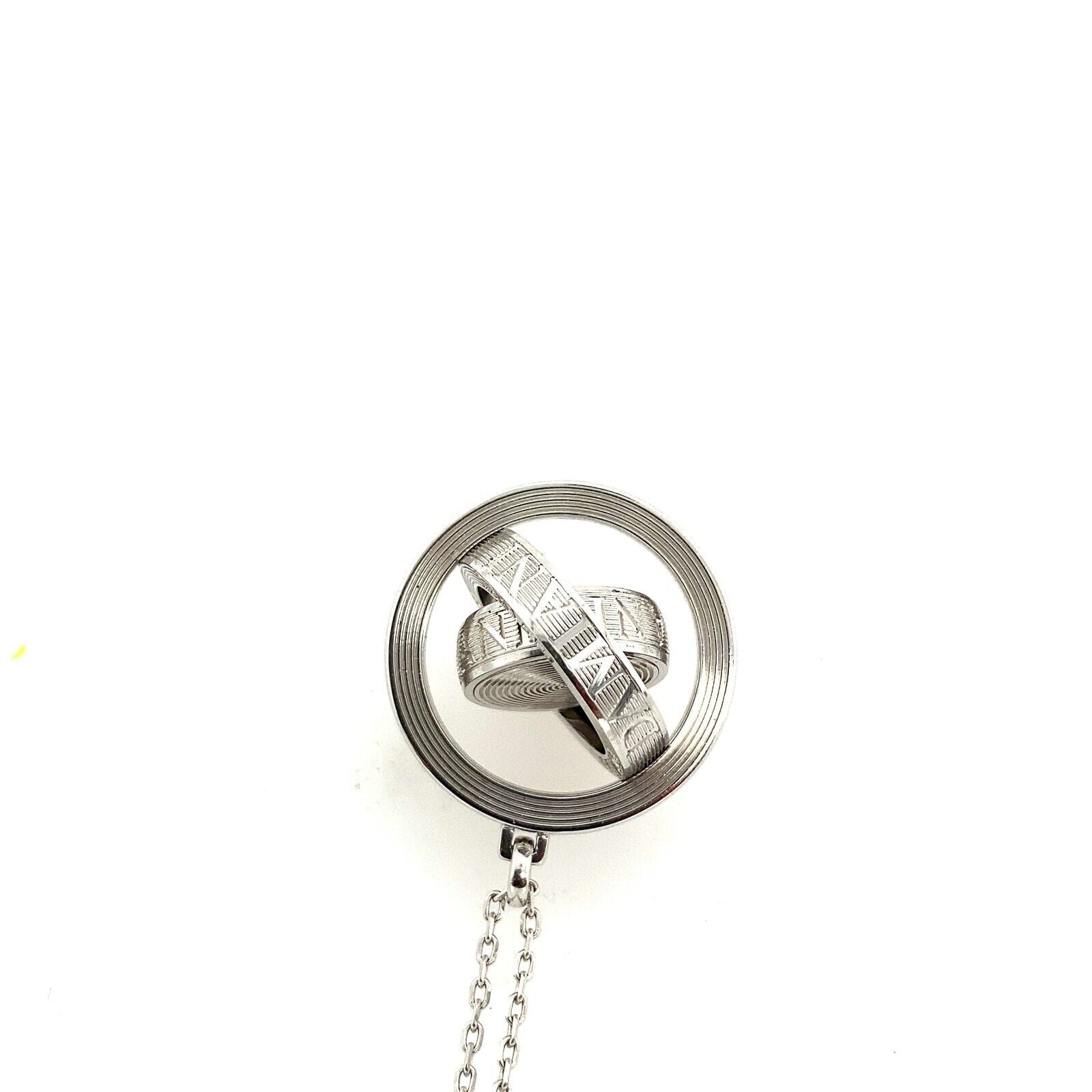 girocollo Damiani Orbital con pendente a cerchio in oro bianco 18kt diamanti - 20029124