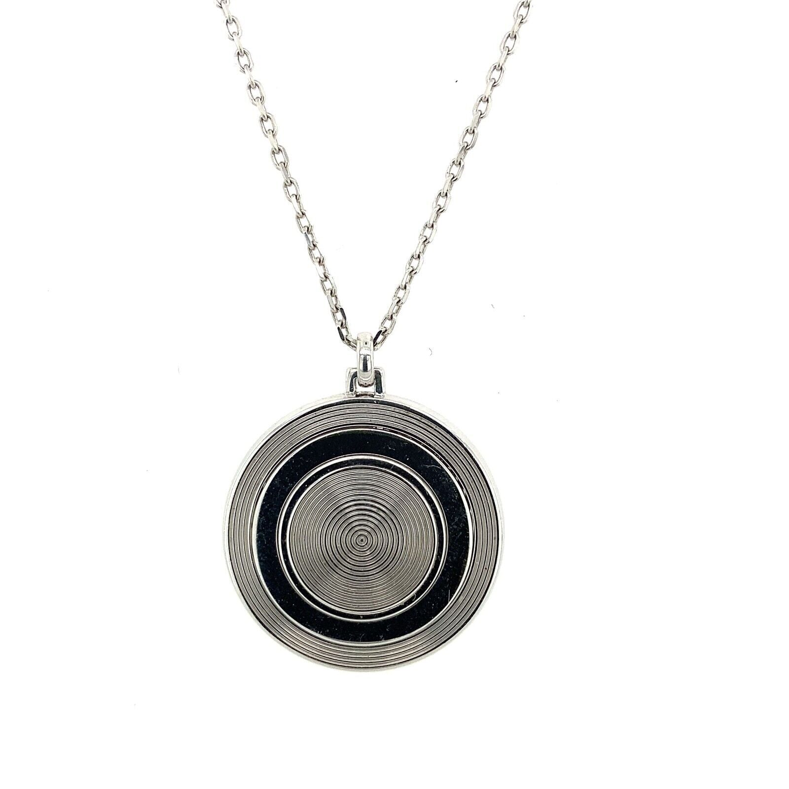 girocollo Damiani Orbital con pendente a cerchio in oro bianco 18kt diamanti - 20029124