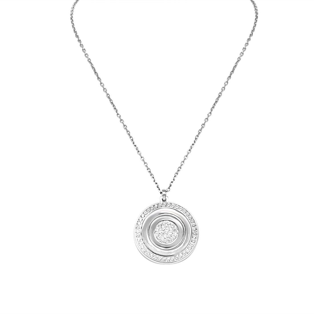 girocollo Damiani Orbital con pendente a cerchio in oro bianco 18kt diamanti - 20029124