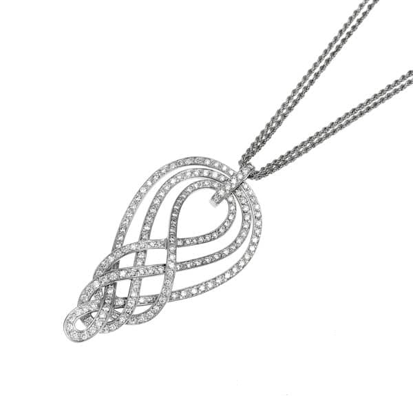 girocollo Damiani con pendente fantasia in oro bianco 18kt e diamanti - 20033772
