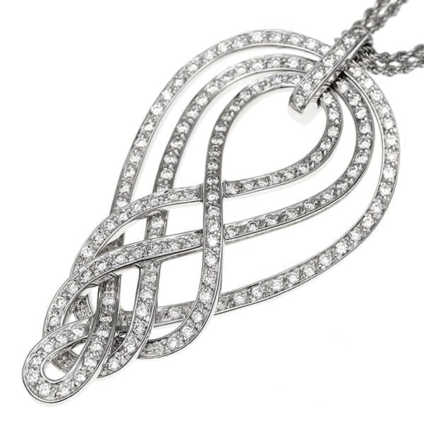 girocollo Damiani con pendente fantasia in oro bianco 18kt e diamanti - 20033772