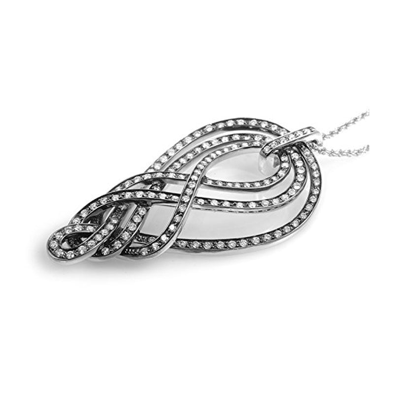 girocollo Damiani con pendente fantasia in oro bianco 18kt e diamanti - 20033772