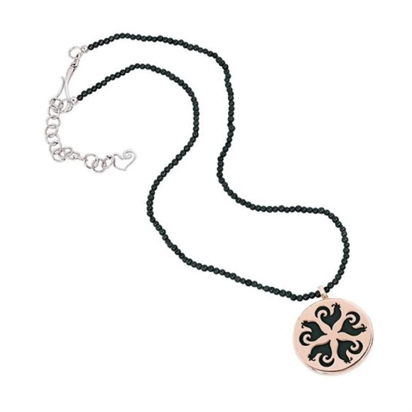 Halsband aus Silber, Gelbgold und Onyx – 33264