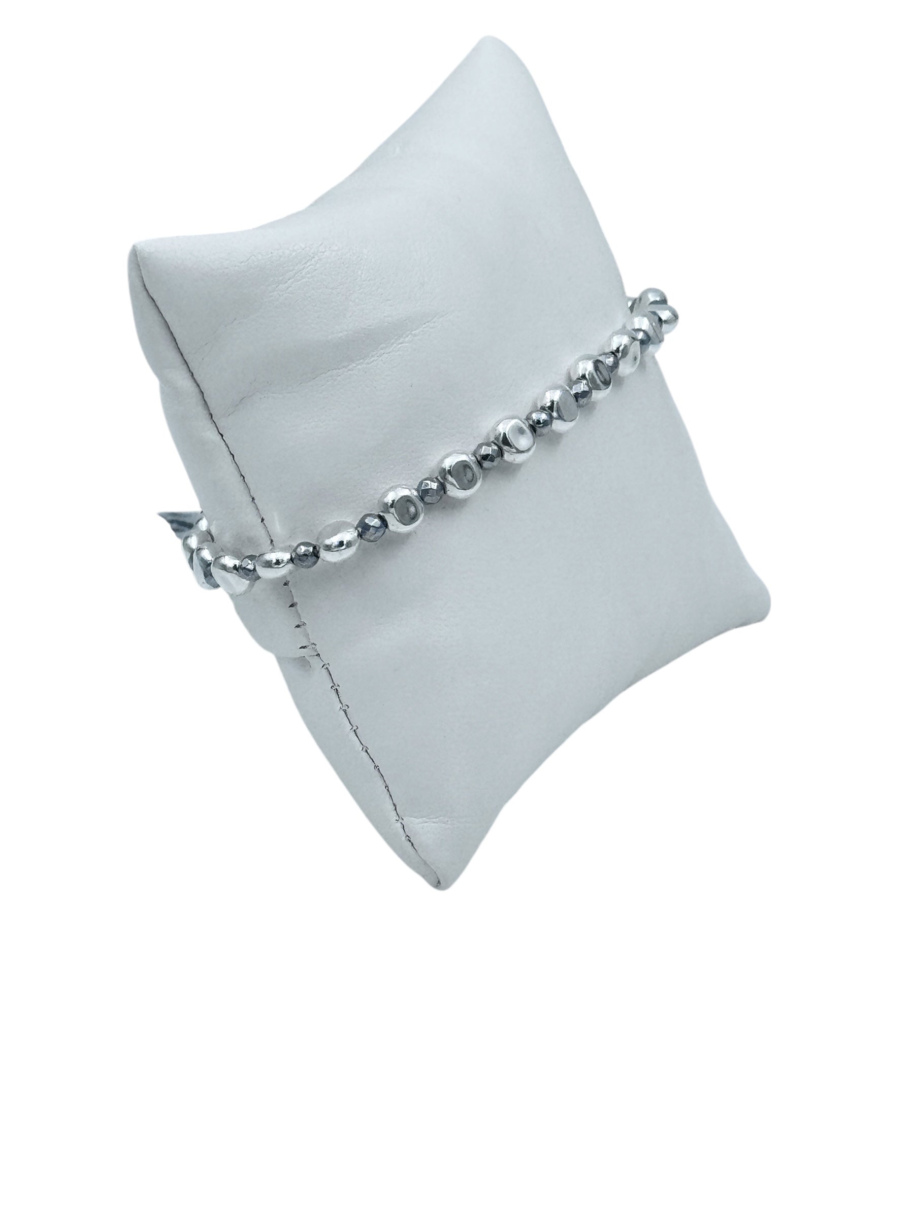 Bracciale Spadarella in argento con pietre, ematite chiara (grigio perlato chiaro) - SPBR681