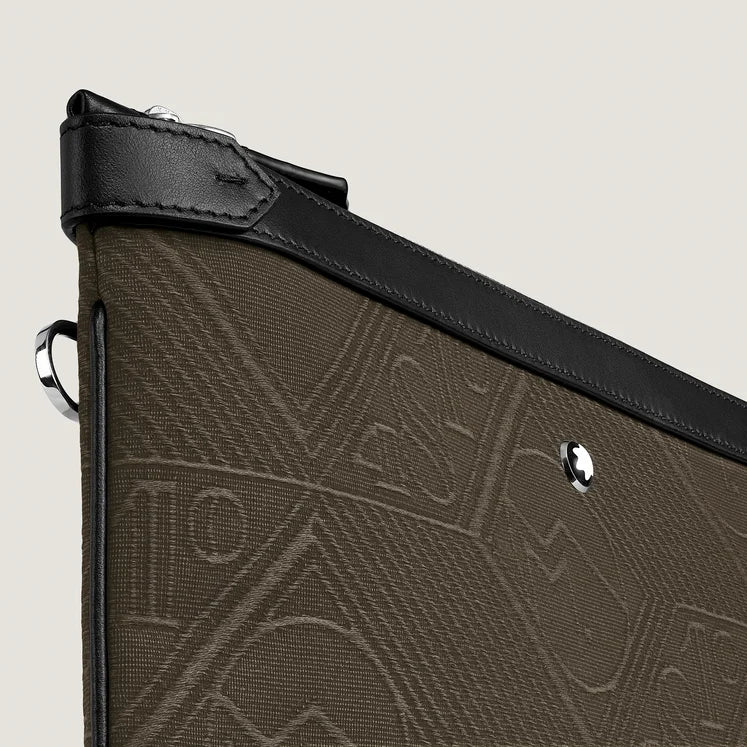 Pochette Montblanc da uomo, Jacquard 4810, motivo Khaki - 220262
