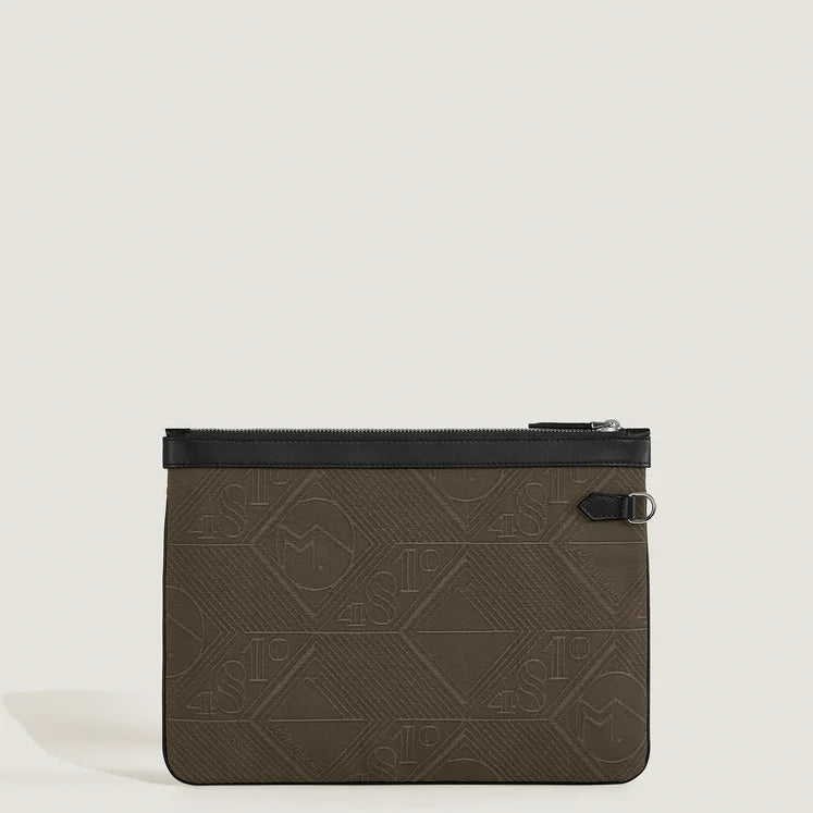 Pochette Montblanc da uomo, Jacquard 4810, motivo Khaki - 220262
