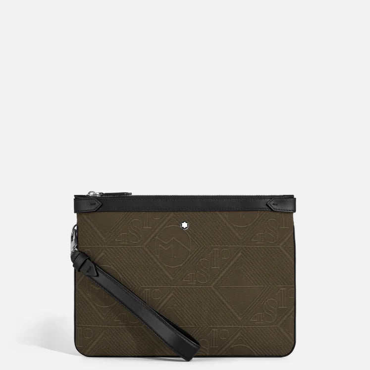 Pochette Montblanc da uomo, Jacquard 4810, motivo Khaki - 220262