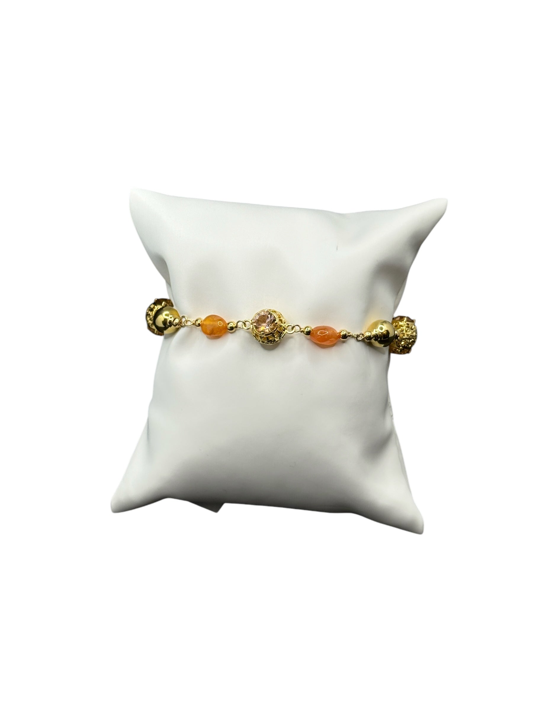 Armband aus vergoldeter Bronze mit orangefarbenen Steinen - DIAMONDS BR 003