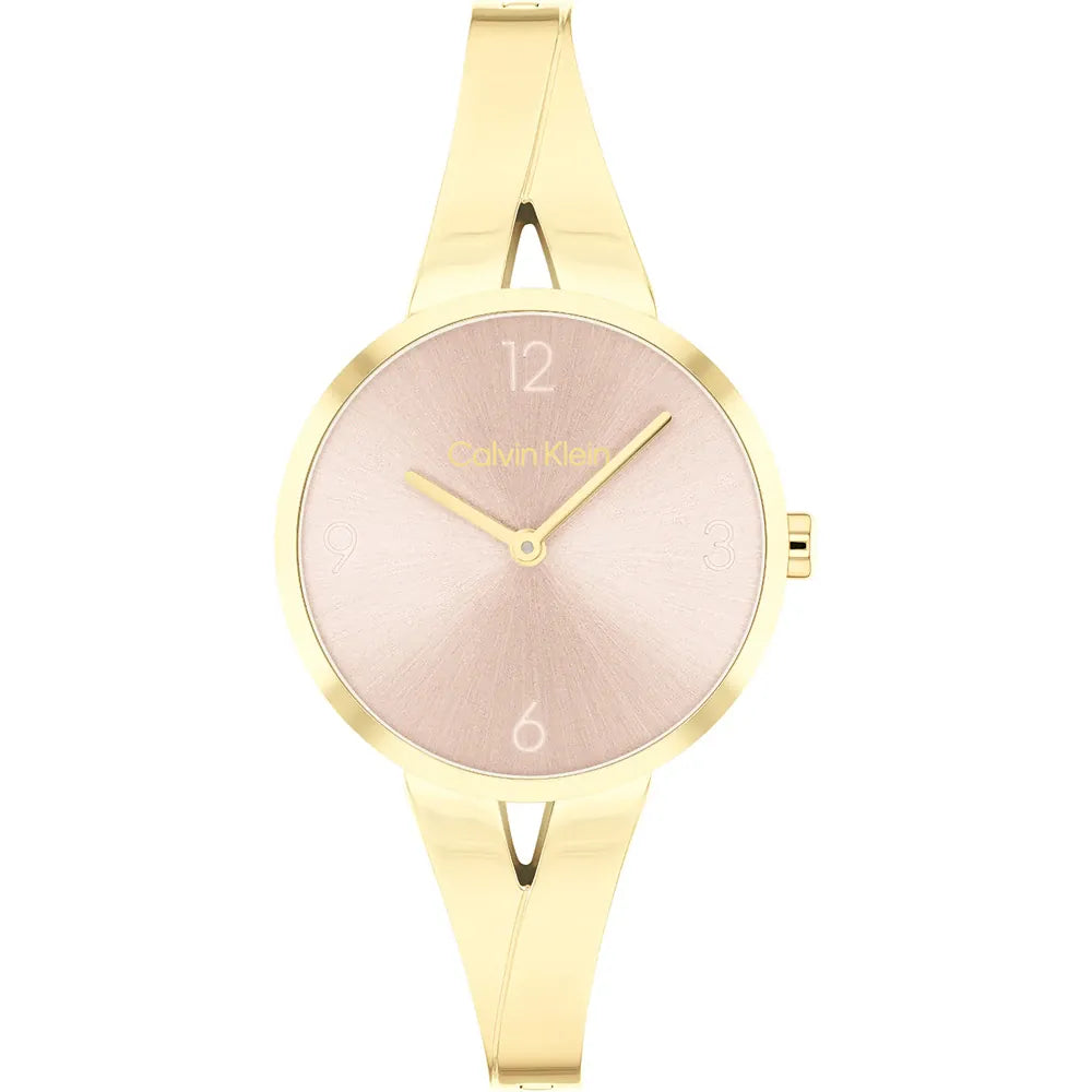 Orologio Calvin Klein da donna, Joyful, bracciale in acciaio dorato e quadrante rosa, 30mm - 25100027