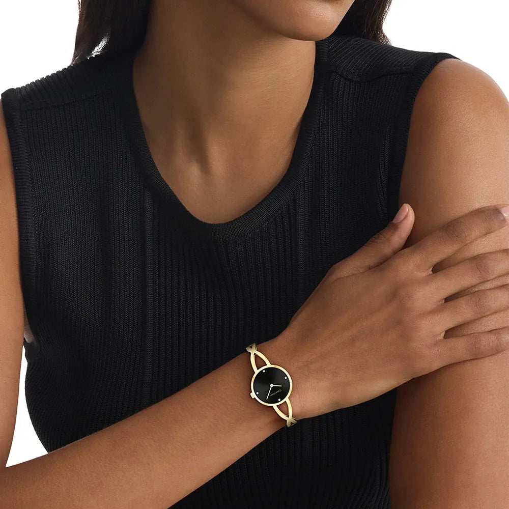 Orologio Calvin Klein da donna, Sculpted Embrace, acciaio dorato, 28mm - 25100059