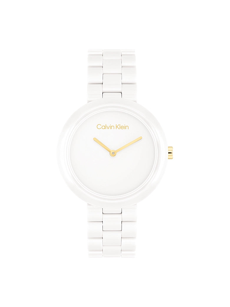 Orologio Calvin Klein minimalista in ceramica bianca, 34mm - 25100072