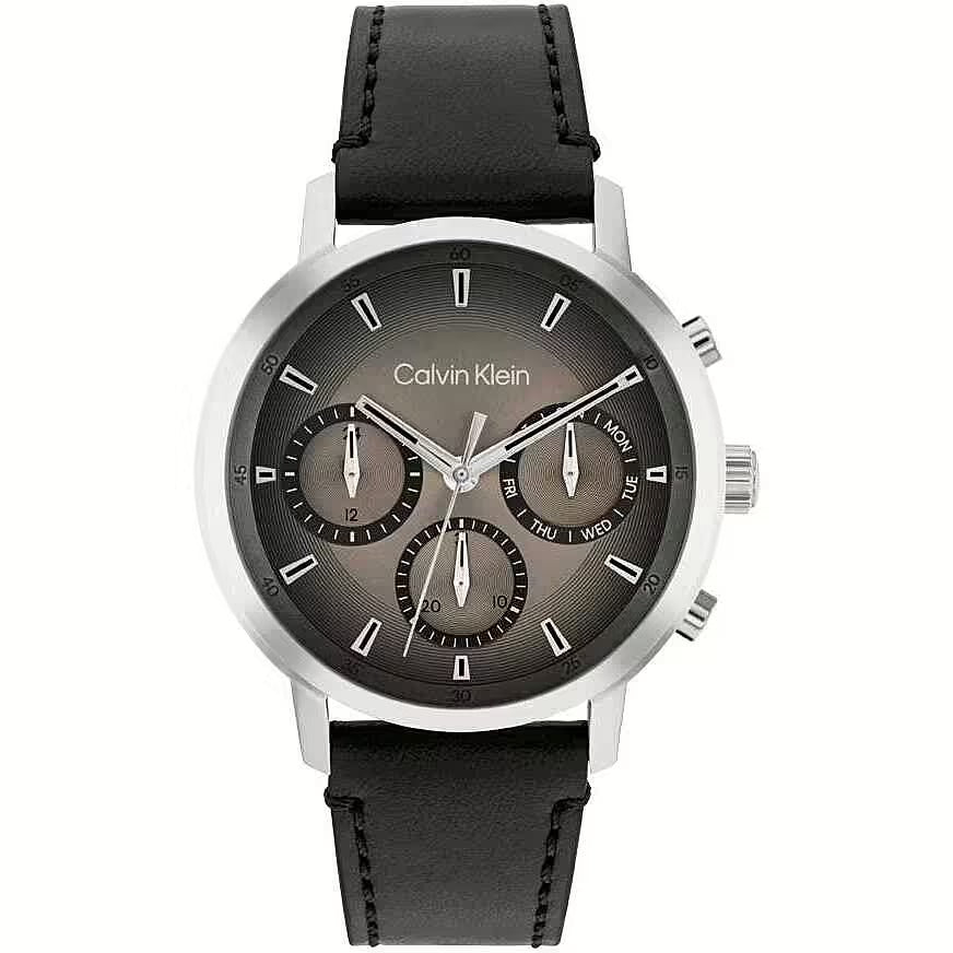 Orologio cronografo Calvin Klein GAUGE, 41mm, con quadrante color bronzo scuro e cinturino in pelle nero - 25200496