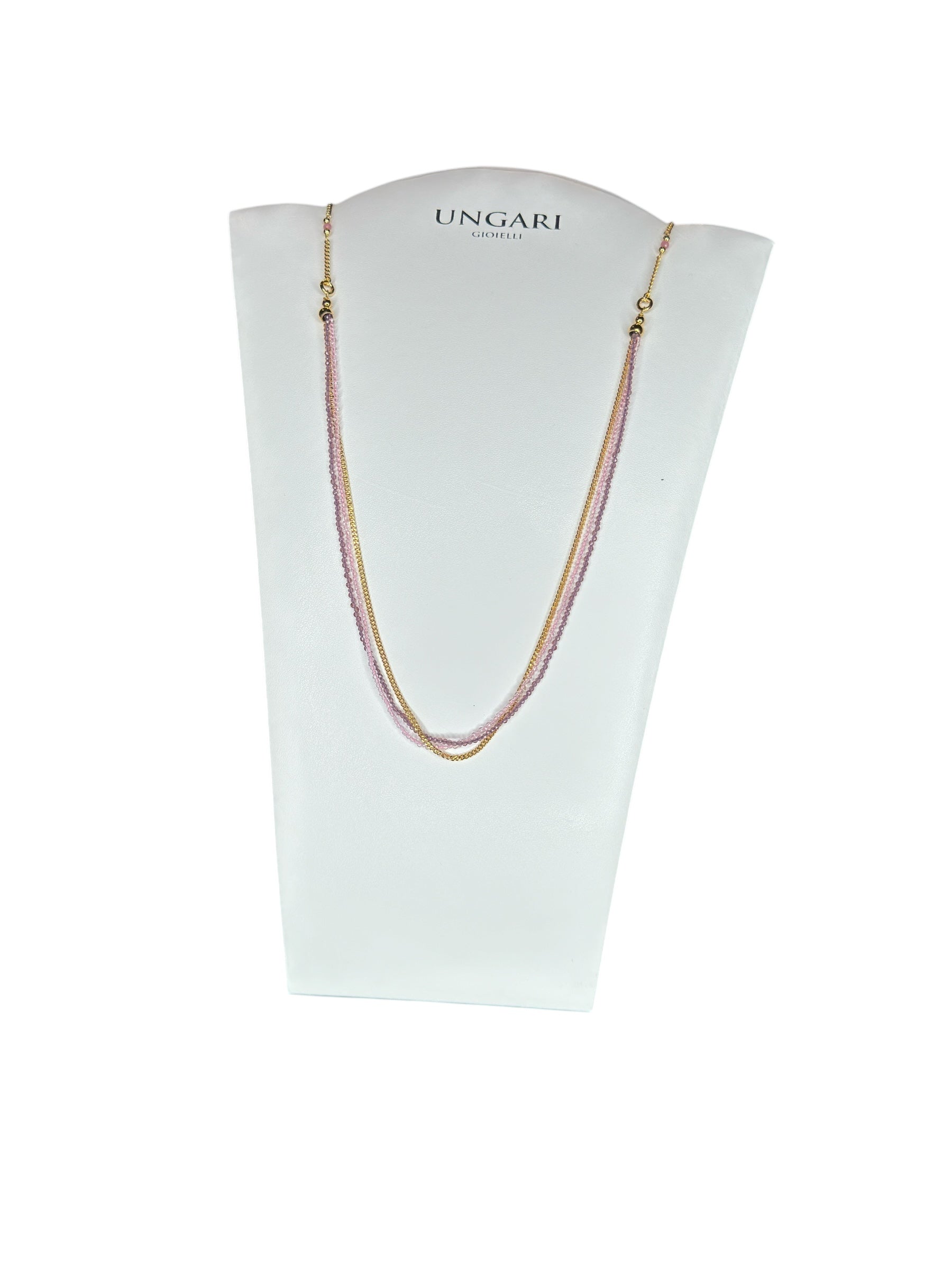 3-reihiges Halsband aus vergoldeter Bronze mit rosa und violetten Amethyststeinen – FIRENZE CL 047