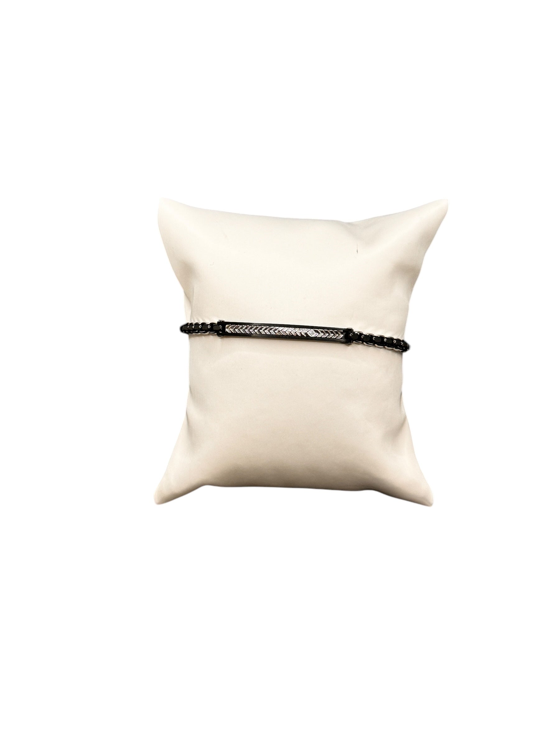 Herrenarmband aus Stahl mit schwarzer Keramik und Mittelplatte mit schwarzen Spinellen - UHB015