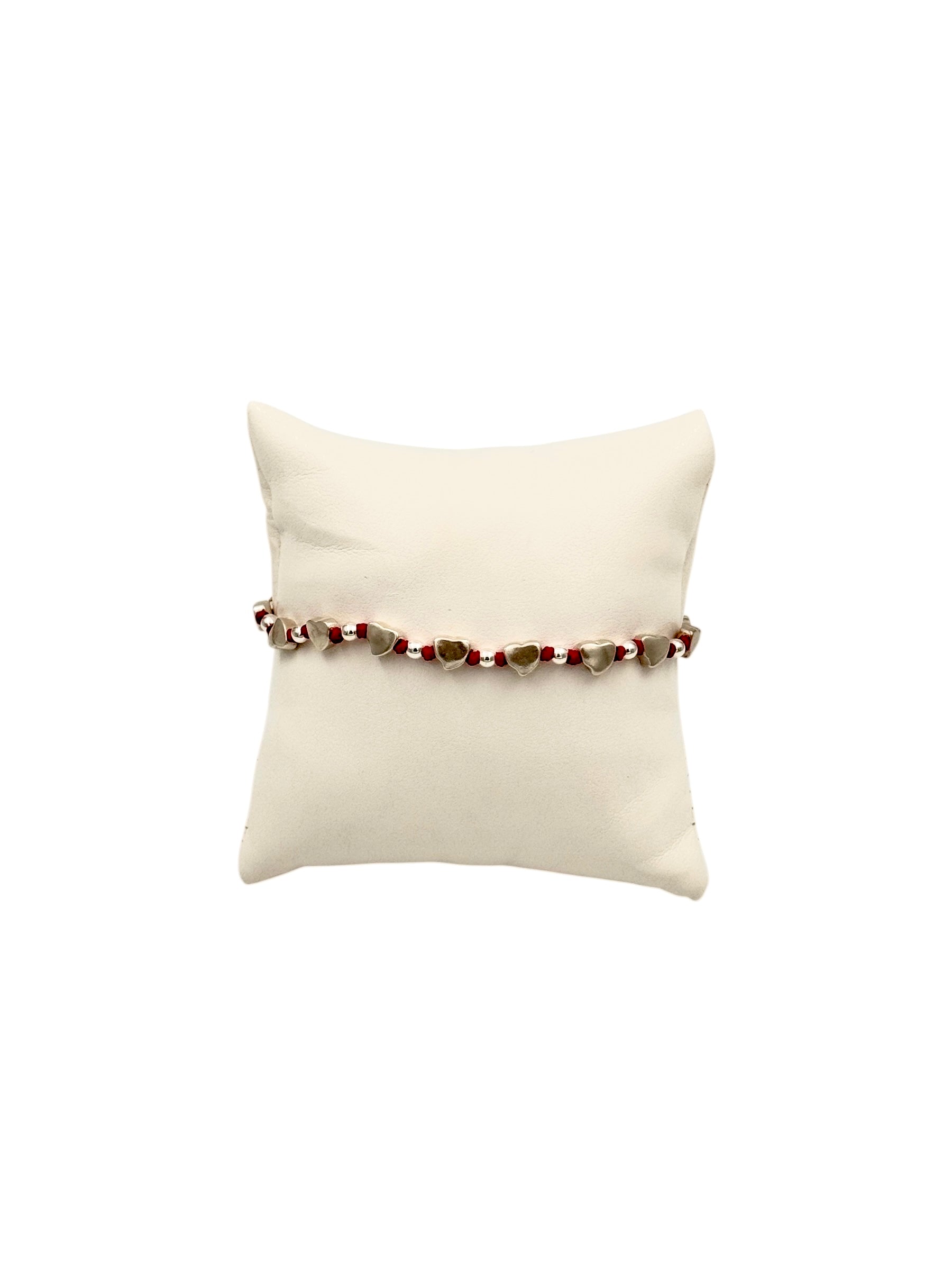 Bracciale Spadarella in argento, da donna, con cuori, colore rosso - SPBR60