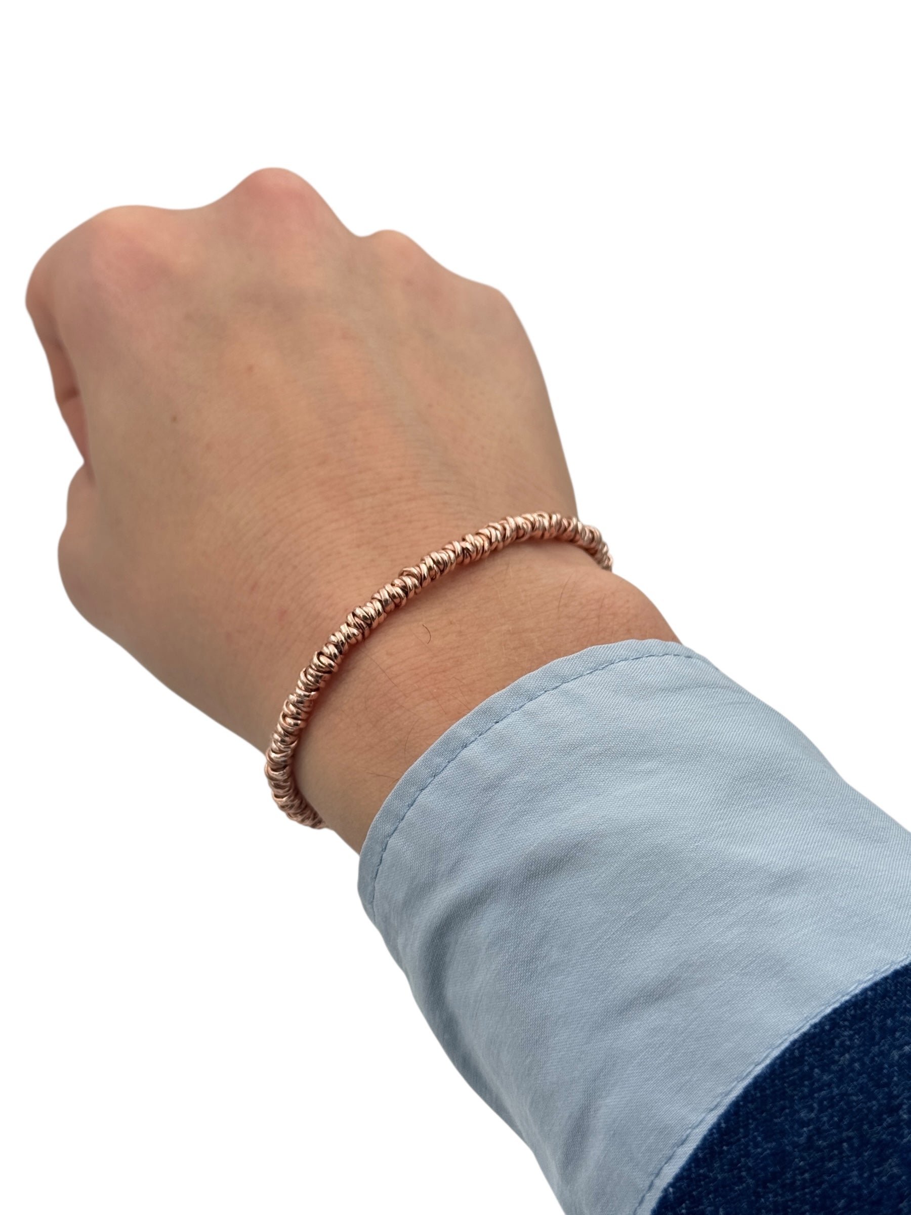Bracciale Spadarella in argento rosato, unisex, con anellini - SPBR268-rosato