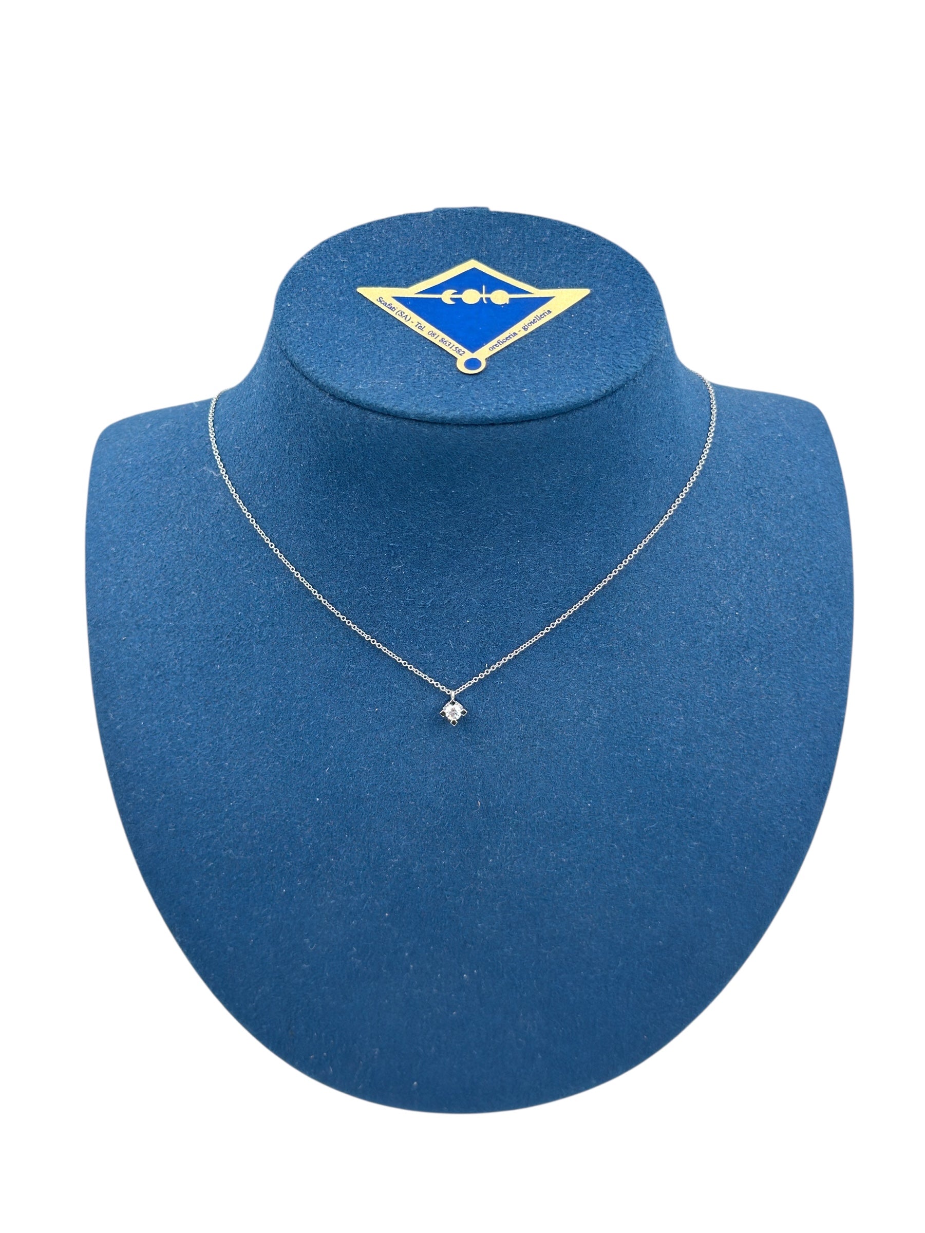 Collana Buonocore punto luce in oro bianco 18kt e diamanti, 0.07 ct - 382C02DW