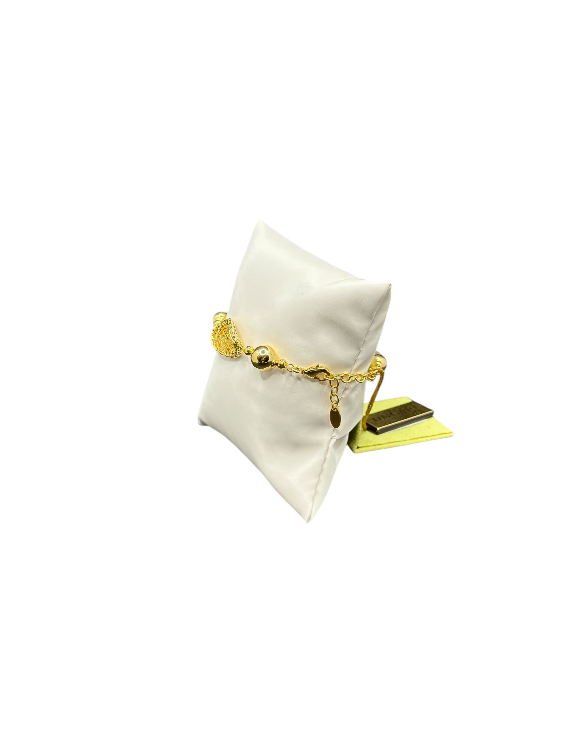 Zweireihiges Armband aus vergoldeter Bronze und rosa Steinen - LE FATE BR 004