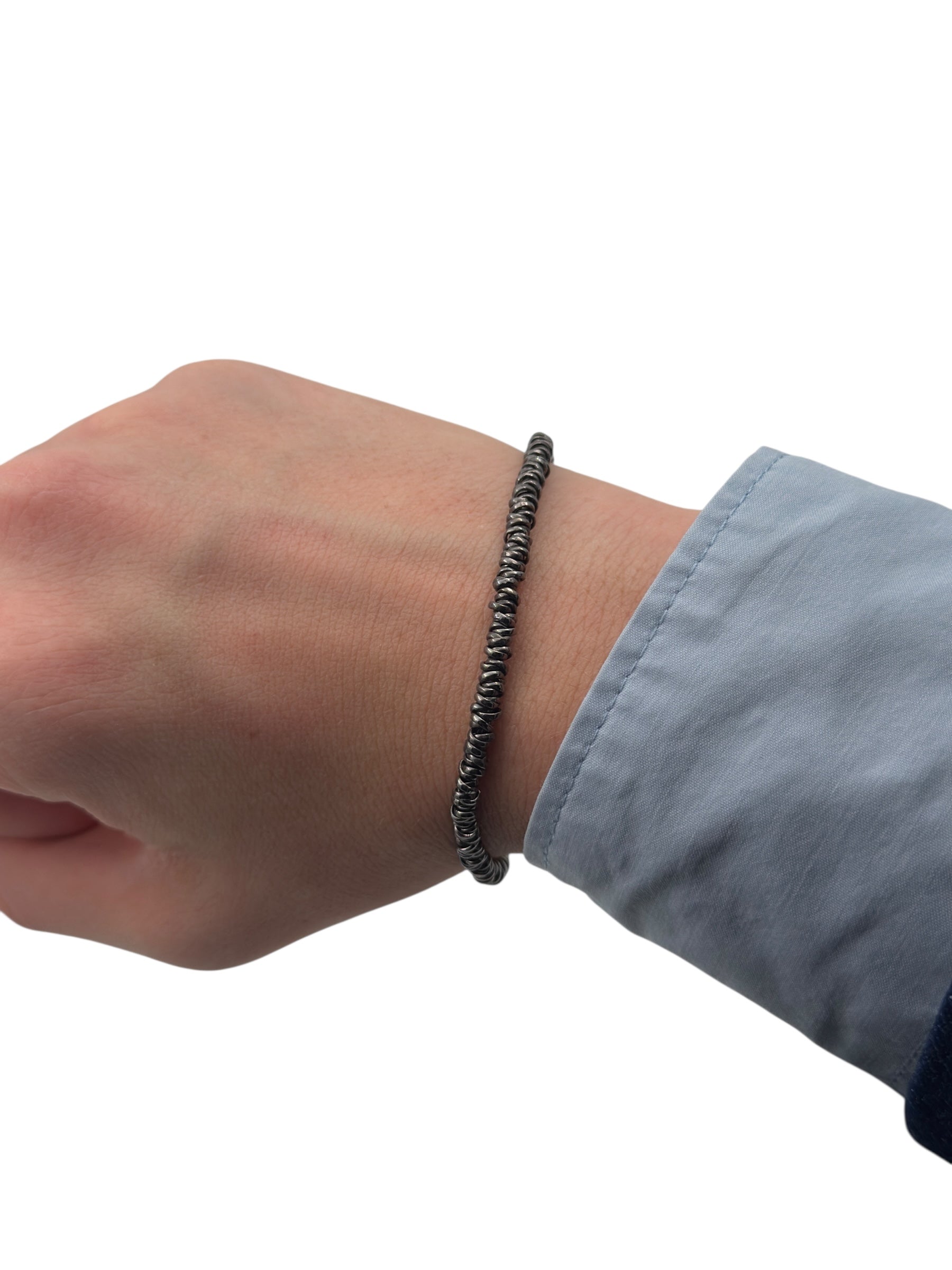 Bracciale Spadarella in argento brunito, unisex, con anellini - SPBR268-brunito