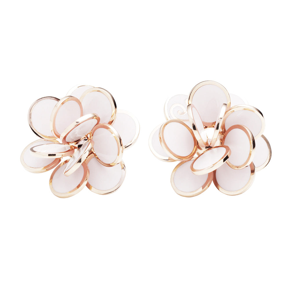 Ohrringe aus 18 Karat Roségold und weißen Emaille-Pailletten – 33617