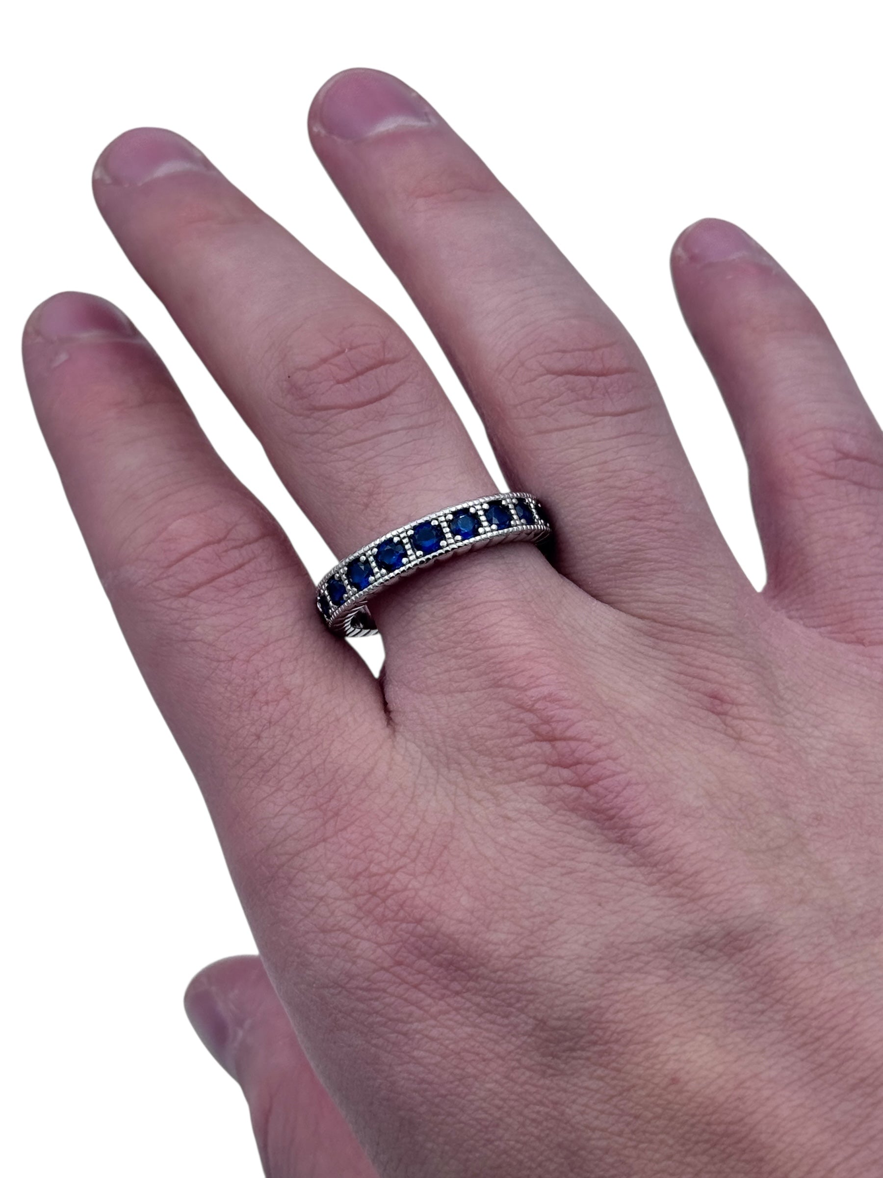 Anello Spadarella in argento, uomo, FEDE CON ZIRCONI BLU - AN729-BLU