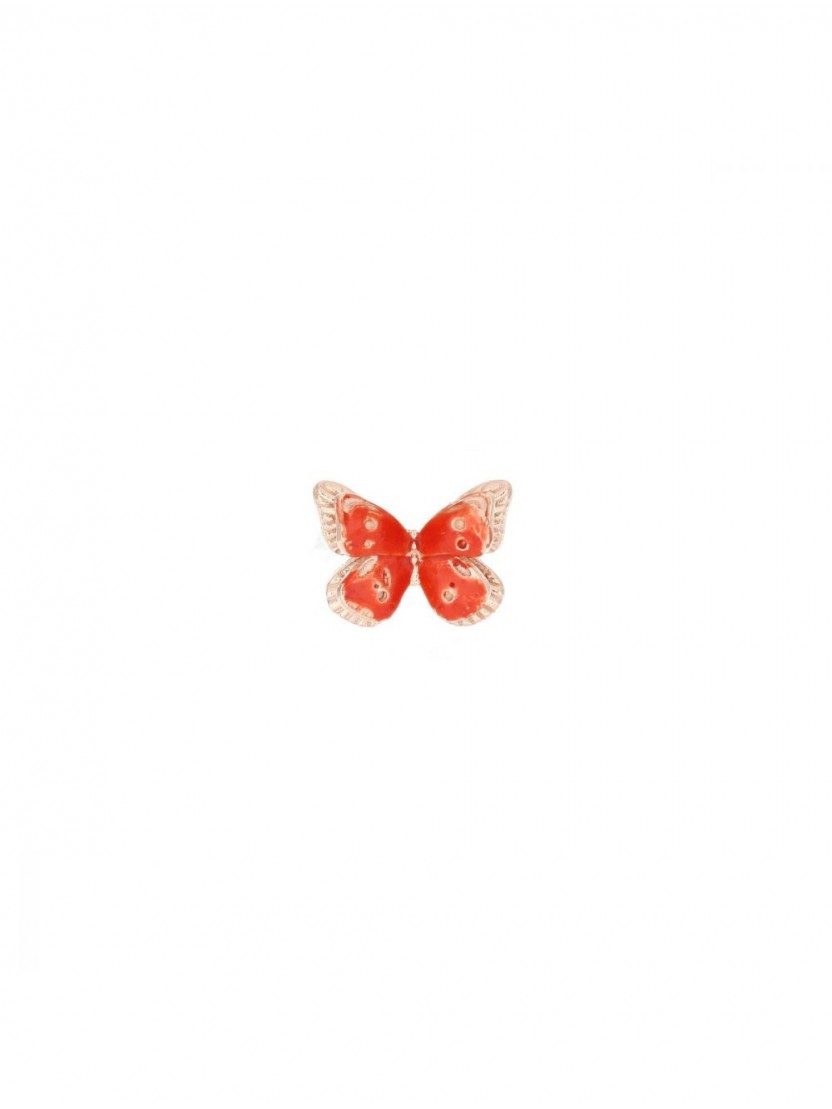 Kleiner orangefarbener Emaille-Schmetterlings-Einzelohrring – ORFAR41AR