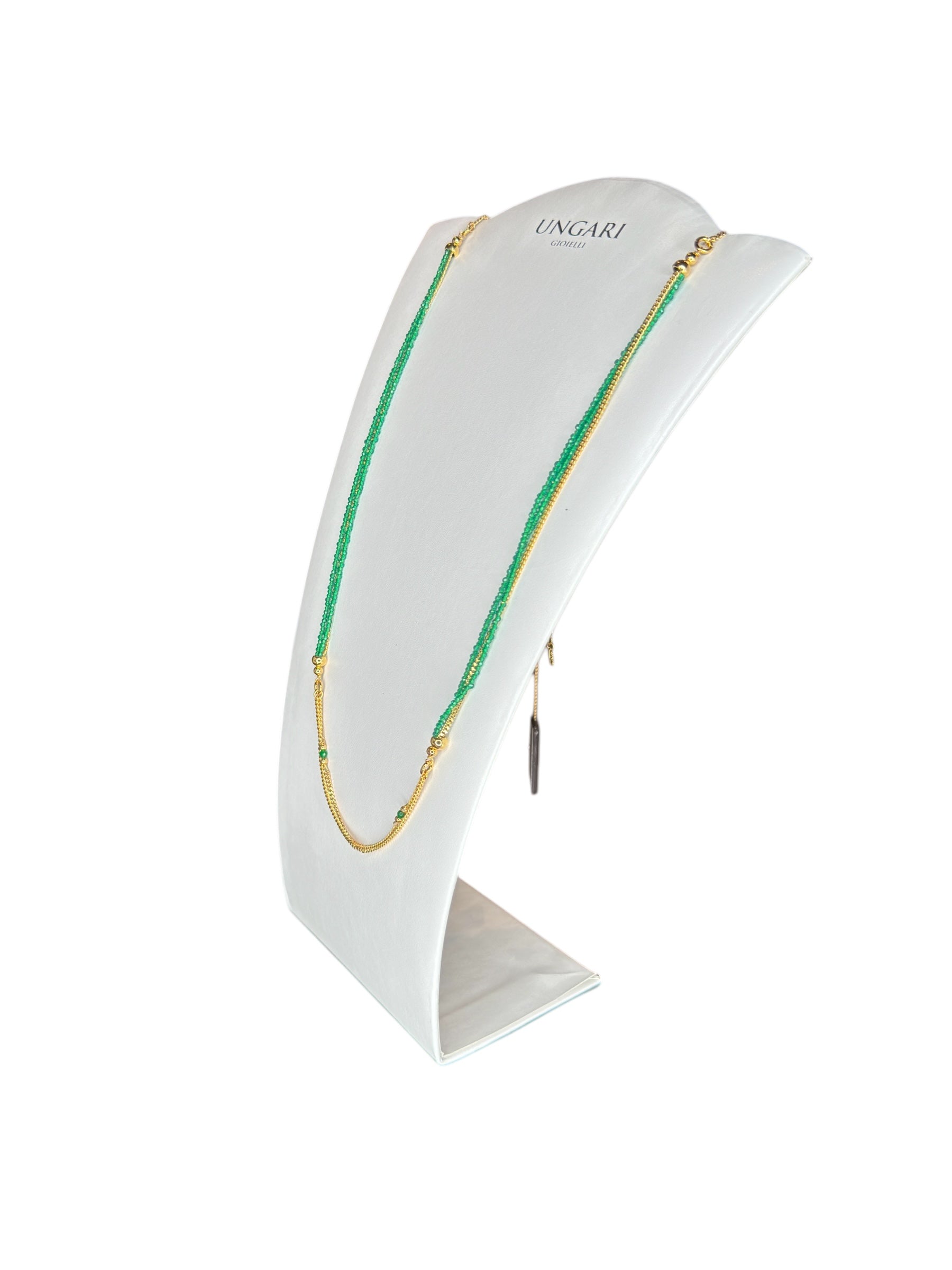 3-reihiges Collier aus vergoldeter Bronze mit peridotgrünen Steinen – FIRENZE CL 046V