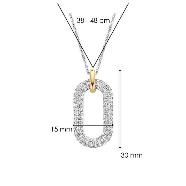 Catenina argento con ciondolo ovale e zaffiri bianchi - 3964ZY