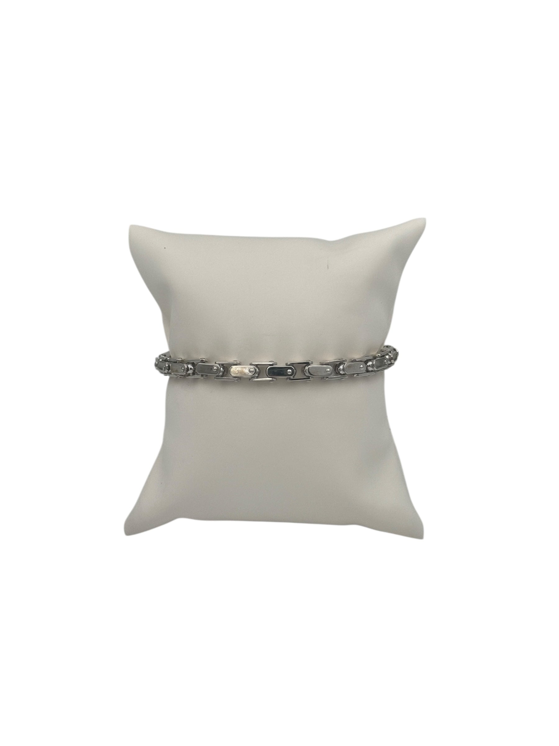 Bracciale Barakà in argento 925, maglia a catena, con diamante nero sulla chiusura - BR233022