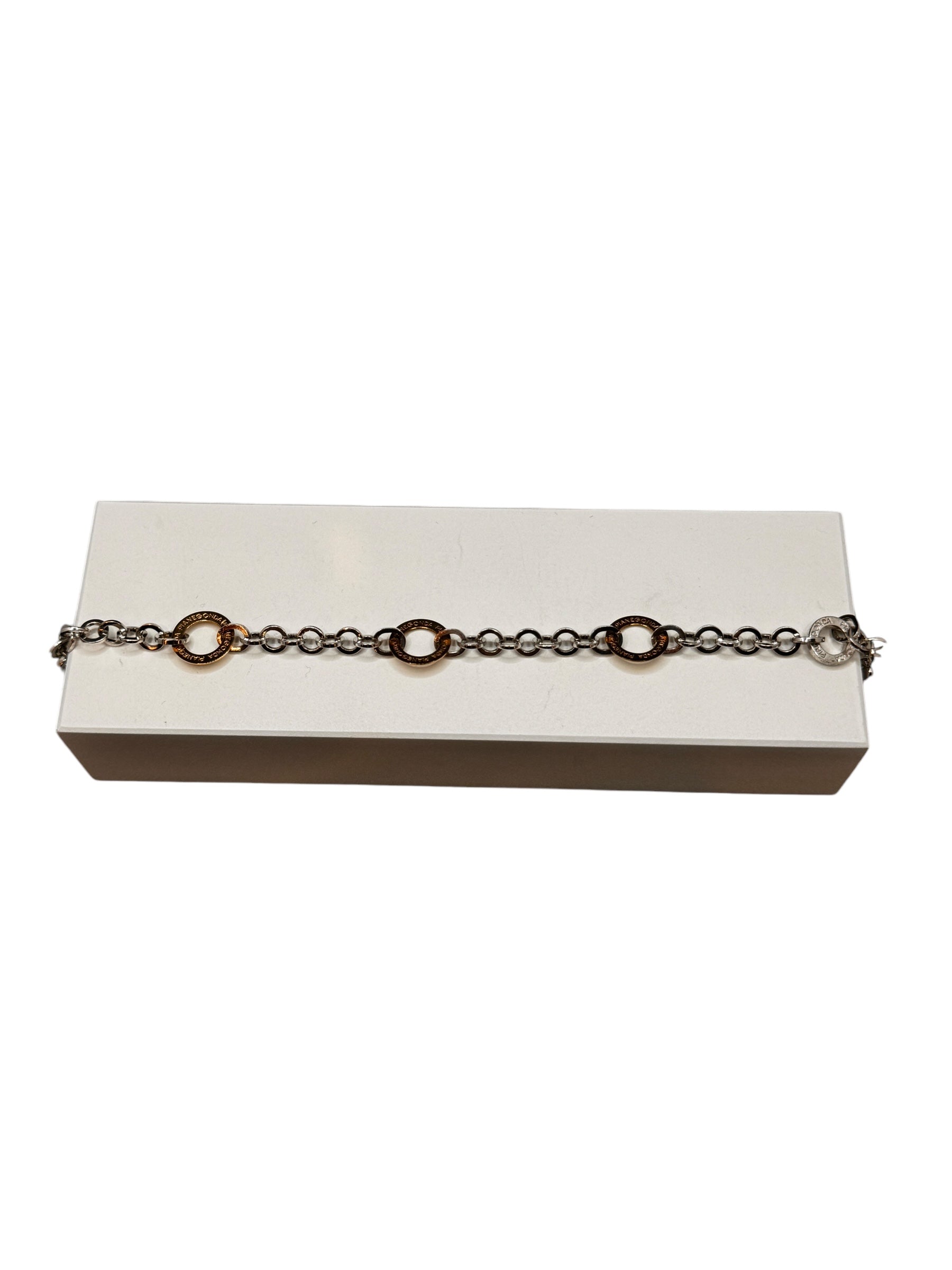 Pianegonda-Silberarmband mit Silberringen und 18-karätigen Goldringen, Gold Charm Collection – BA050752