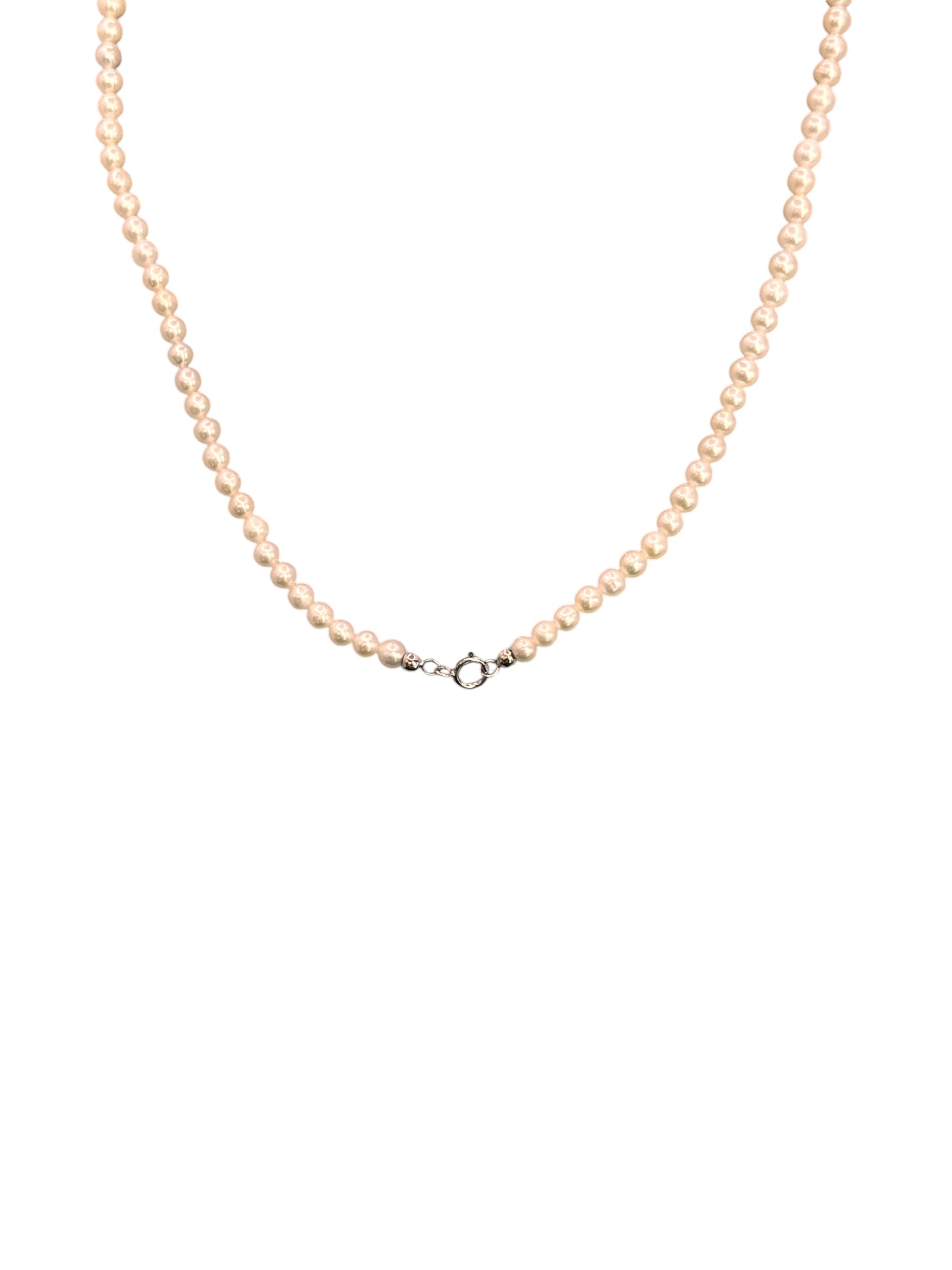 Mazza – Halskette mit Süßwasserperlen, Durchmesser 3,5–4, und Verschluss aus 18 Karat Weißgold – CL FRESH WATER 3,5–4
