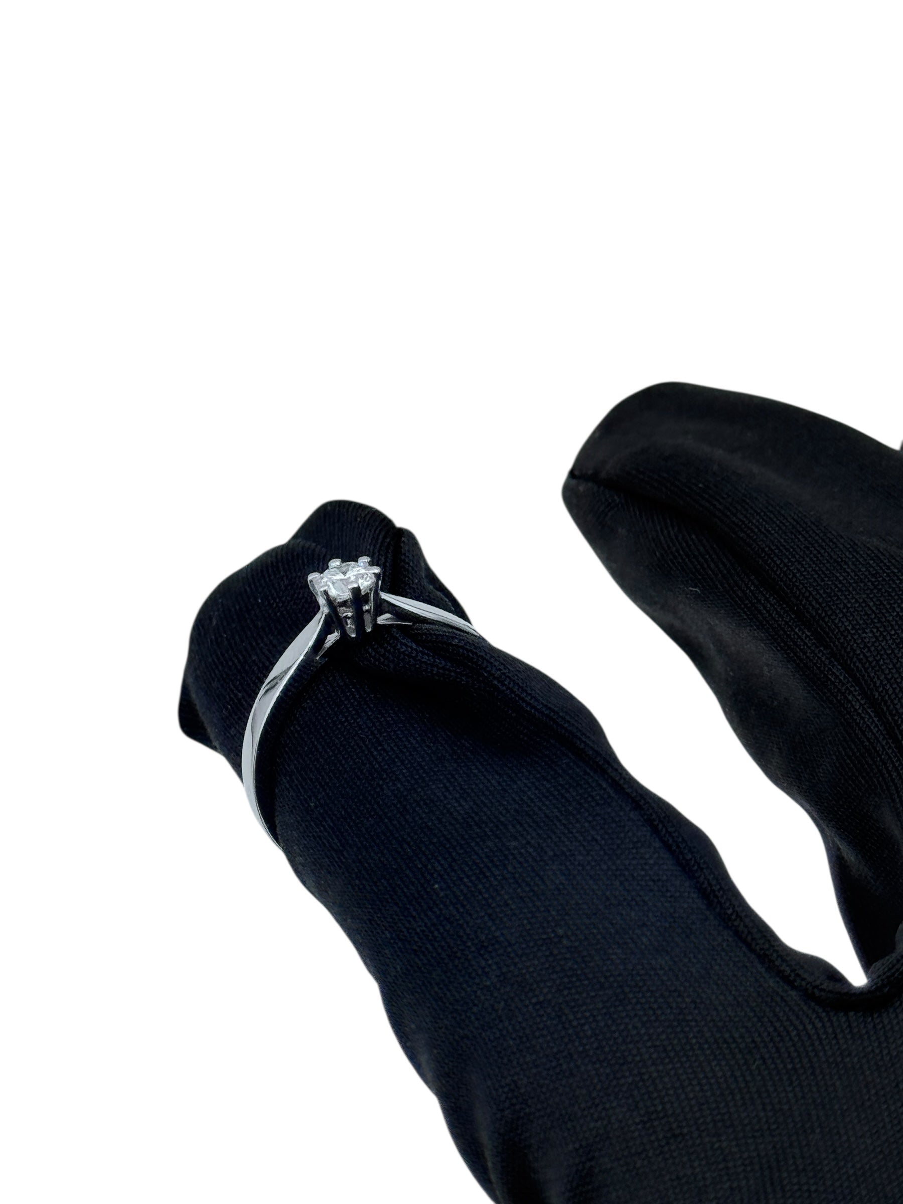 ANELLO SOLITARIO GIORGIO VISCONTI ORO BIANCO 18KT E DIAMANTI, MONTATURA 6 GRIFFE, 0.25CT - AB17101D