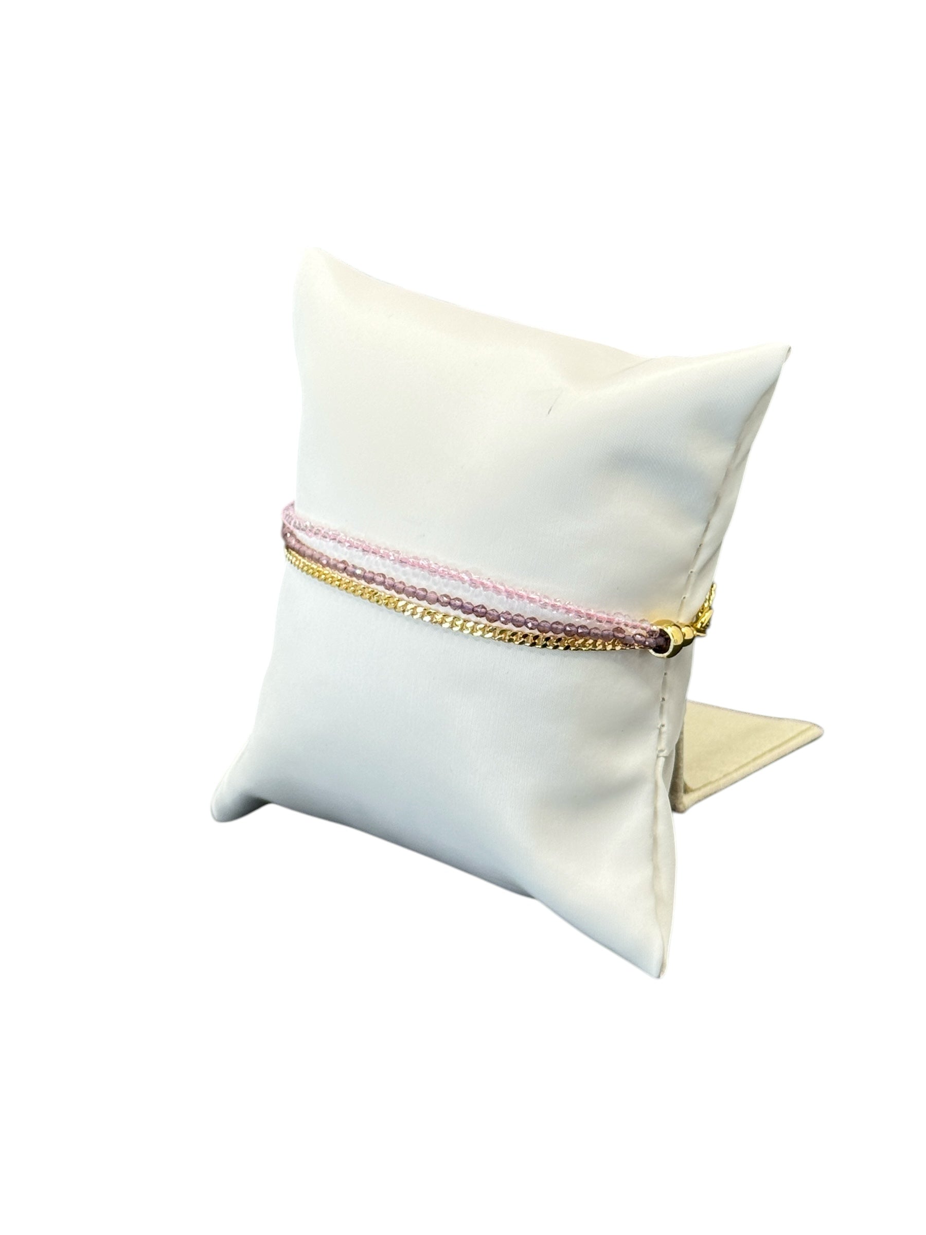 3-reihiges Armband aus vergoldeter Bronze mit rosa und violetten Amethyststeinen - FIRENZE BR 047