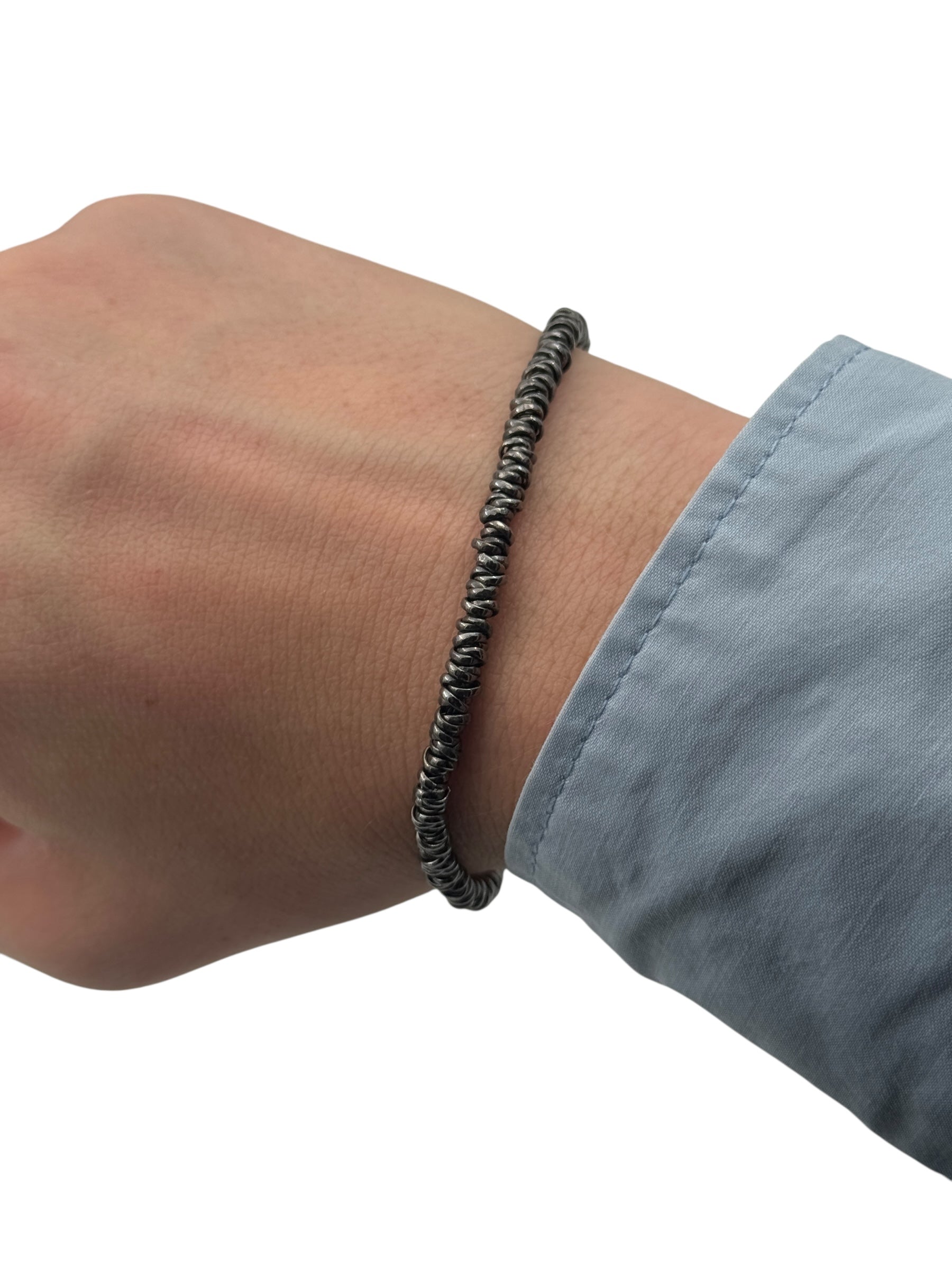 Bracciale Spadarella in argento brunito, unisex, con anellini - SPBR268-brunito