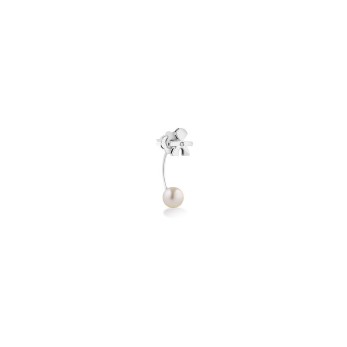 LE PERLE - EINZELNER OHRRING FÜR KINDER AUS WEISSGOLD, PERLE UND DIAMANT - LBB810