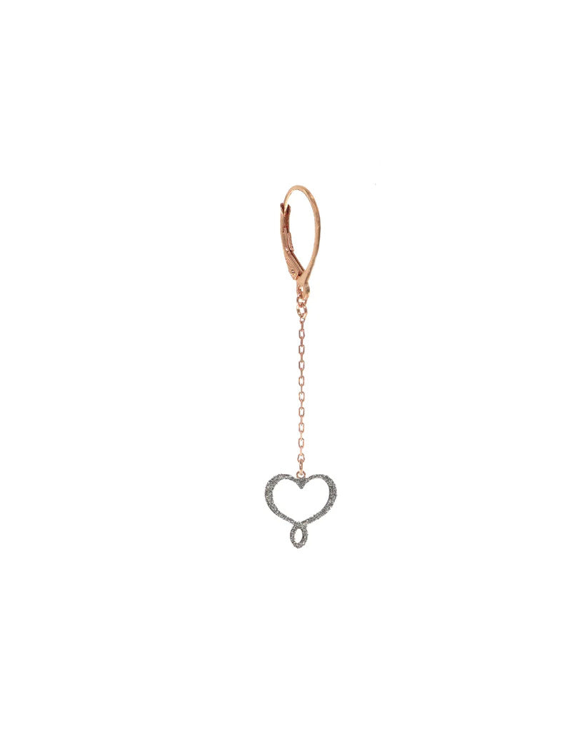 ORECCHINO PENDENTE 18KT CUORE POLVERE DIAMANTI CROMO - ORPOW7MK