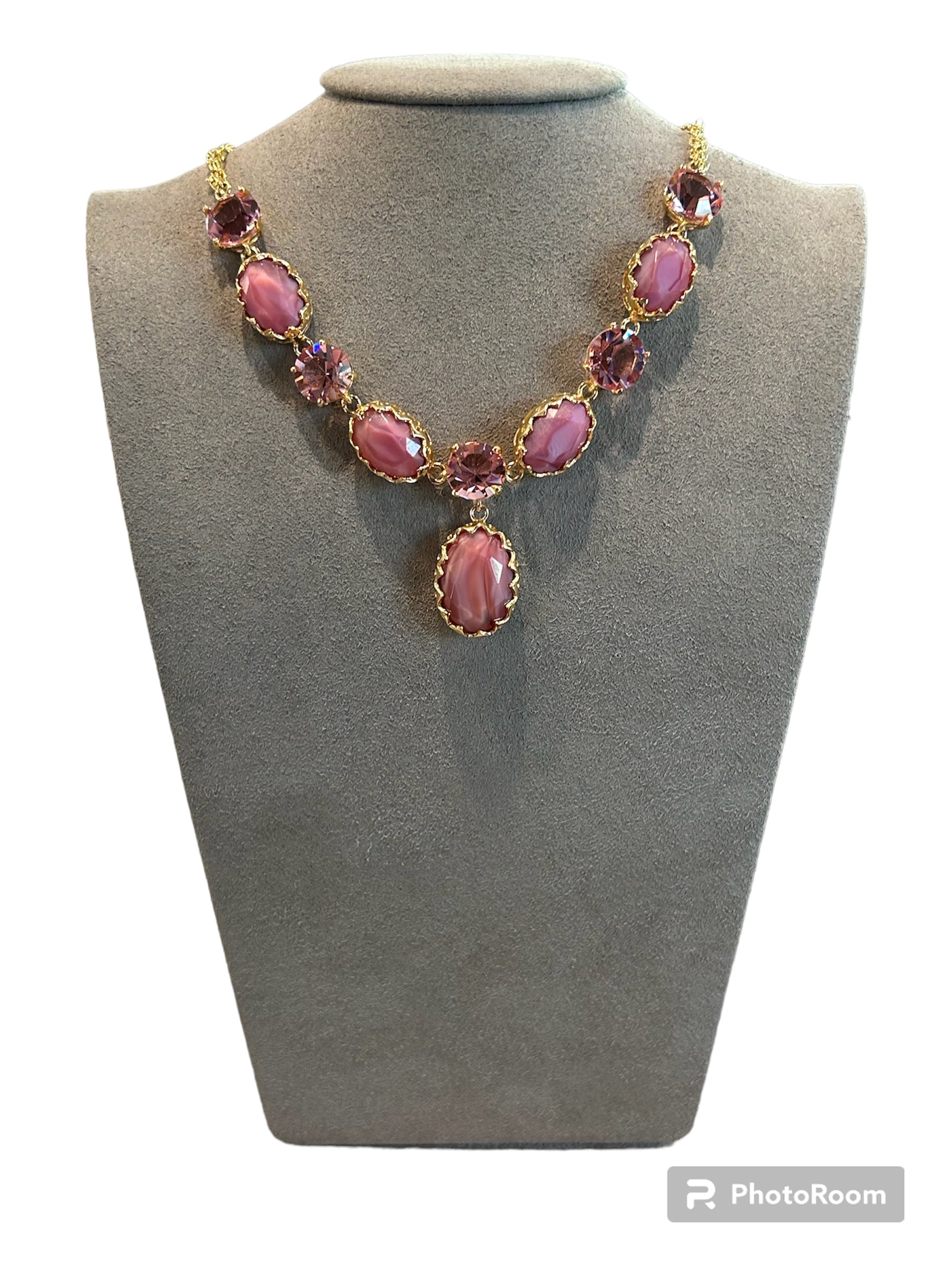 Mein König - Choker mit rosa Steinen aus vergoldeter Bronze - ILMIORE CL 030