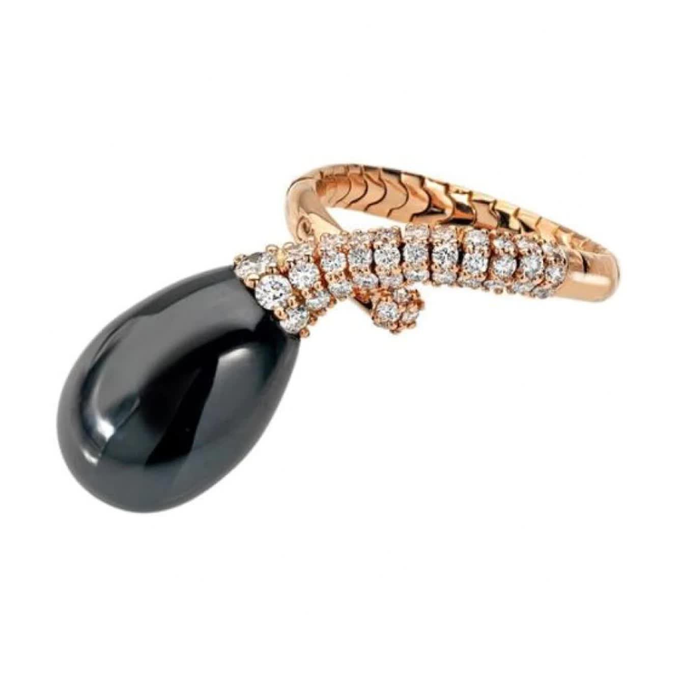 Joyful Ring, Roségold, Diamanten und Onyx - 30372