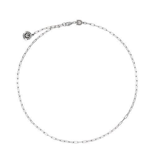 Kurze 39–42 cm lange rechteckige Gliederkette in Silber mit Chantecler-Logo – Cod. 43009