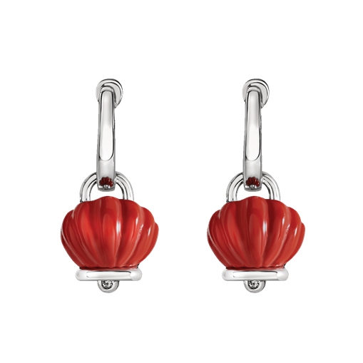 Orecchini Chantecler Campanella Capriness piccoli in argento, color corallo - 44037
