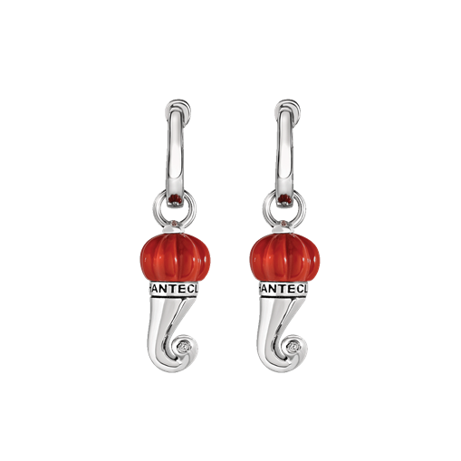 Orecchini Chantecler Corno piccoli in argento, color corallo - 44055