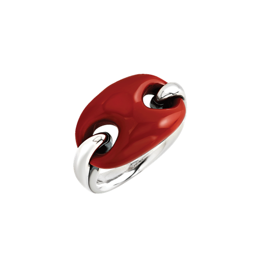 Chantecler Capriness Ring mit Meeresgeflecht in Silber, Korallenfarbe - 44068