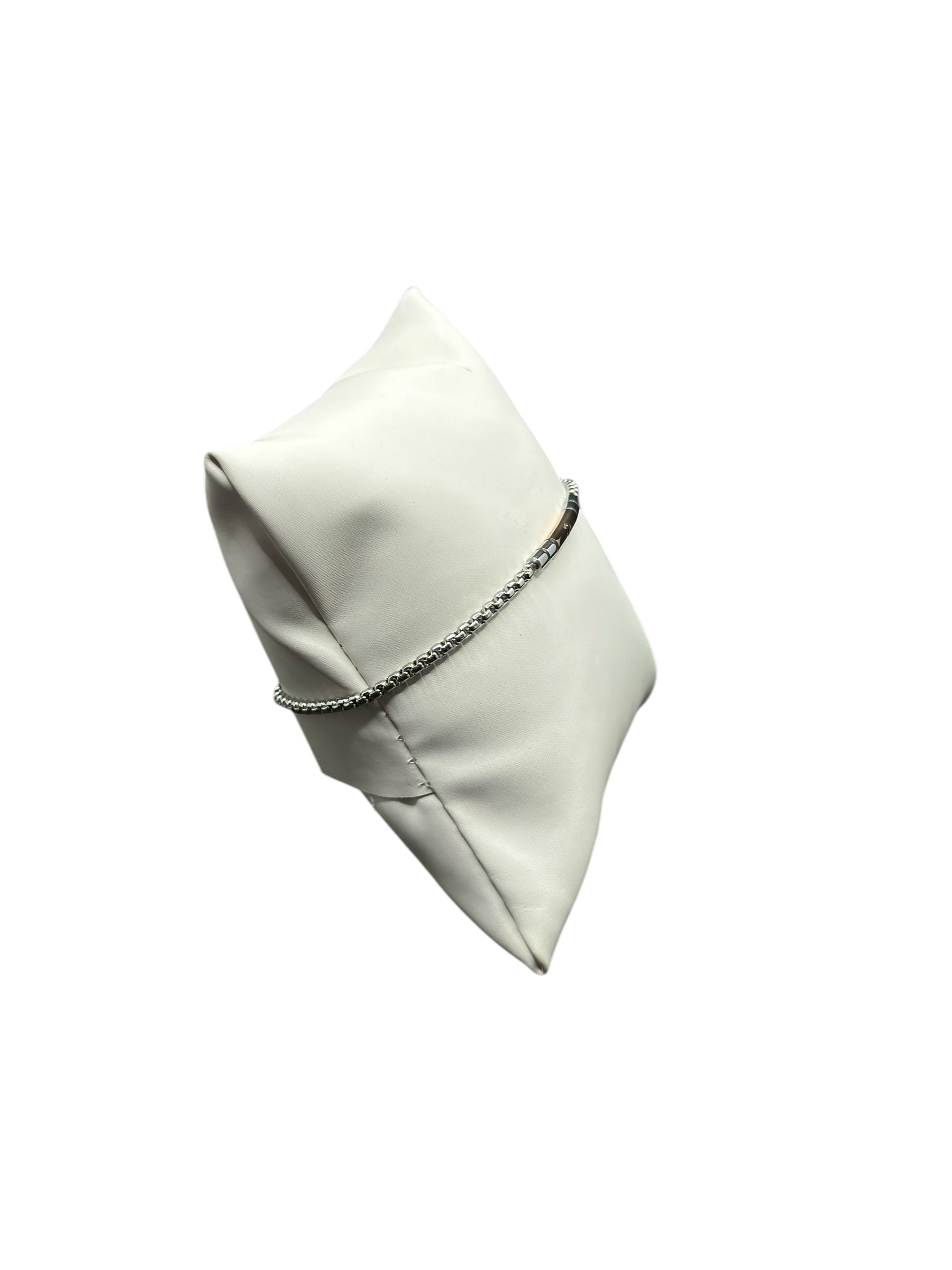 Bracciale da Uomo Zancan in Acciaio sottile, targa dorata e zircone nero centrale - UHB128